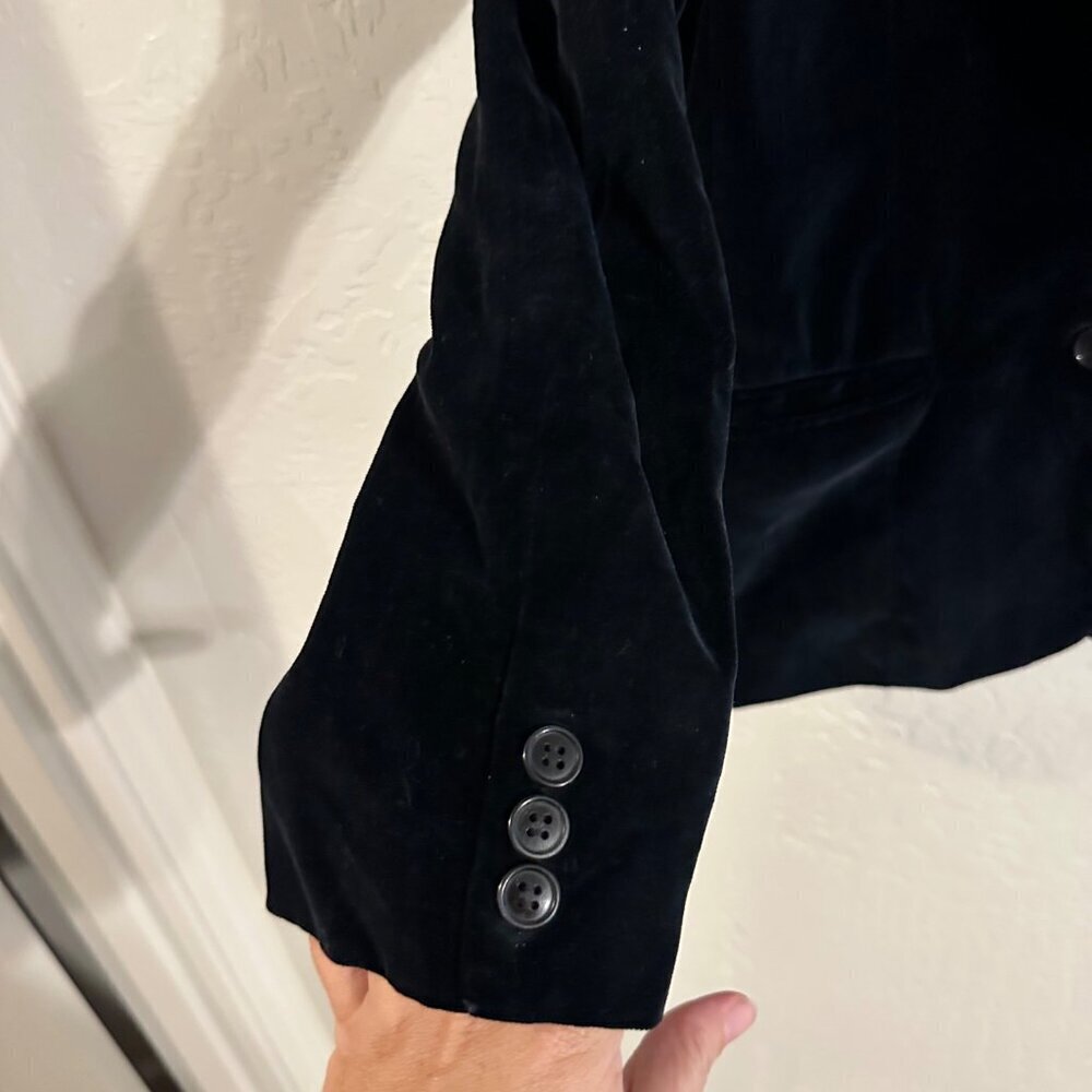 Y Anthony’s Plus Size Black Crushed Velvet Long Sleeved Vintage Cotton Blazer - Picture 3 of 10